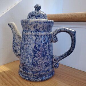 Country Life by Emporium of Maine Teapot / Coffee Pot Blue Spongeware